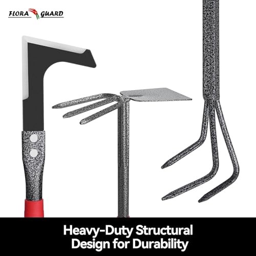 FLORA GUARD 6-Piece Heavy Duty Gardening Tool Set, Trowel, Rake, Hoe, Weeder