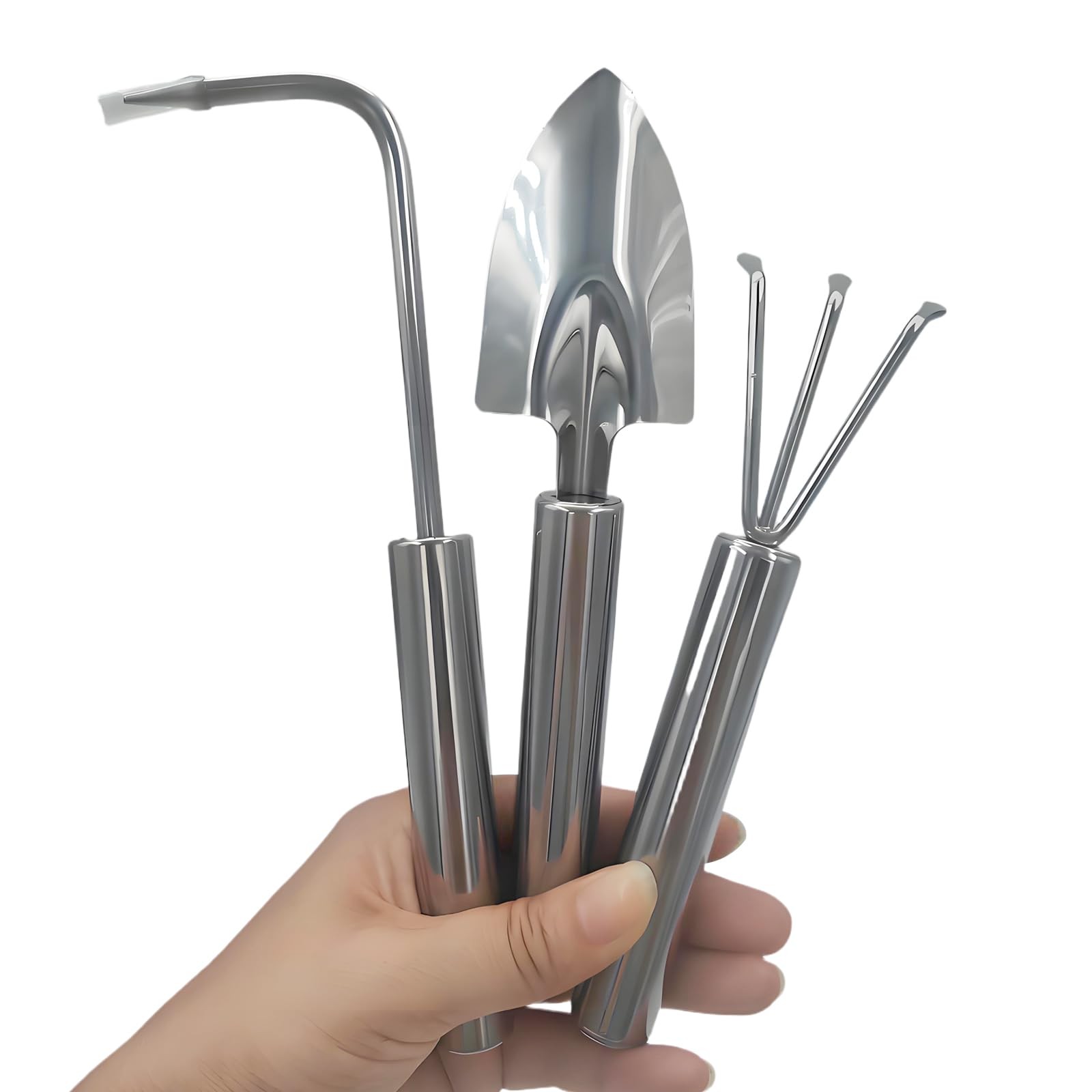 3 Pcs Stainless Steel Mini Garden Tools Set Small Tiny Shovel Trowel Root Ext…