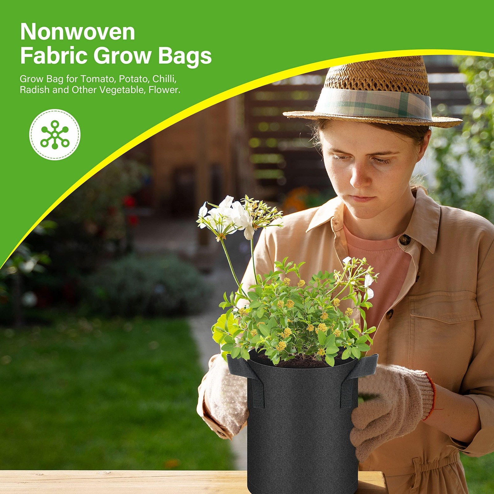 HealSmart 6-Pack 1 Gallon Grow Bags, Nonwoven Aeration Fabric Pots with Handl…