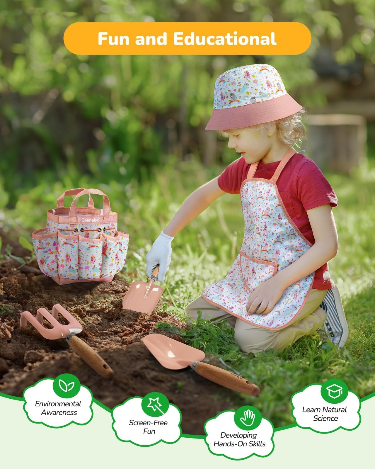Kids Gardening Set Toys, Quality Garden Tool Kit for Kids and Toddlers, Inclu…