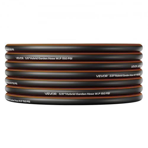 Garden Hose, 200 ft 5/8″ Heavy Duty Rubber Water Hose with 10 Mode Nozzle, 150PS