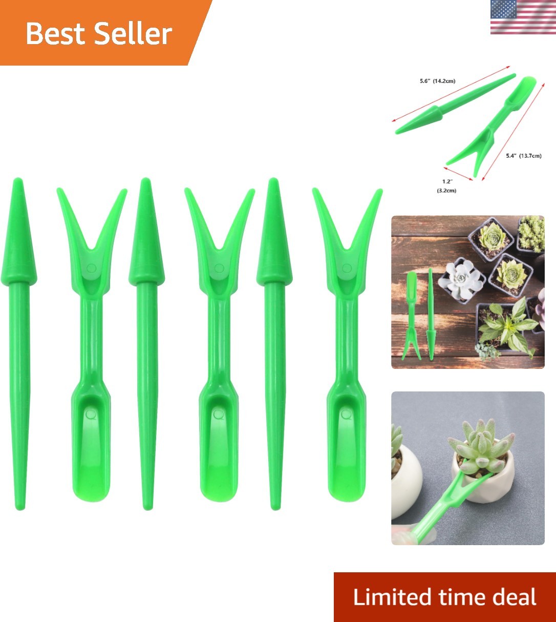 Durable Mini Garden Tools Set – 6 Rust Resistant Transplanting Essentials, Green