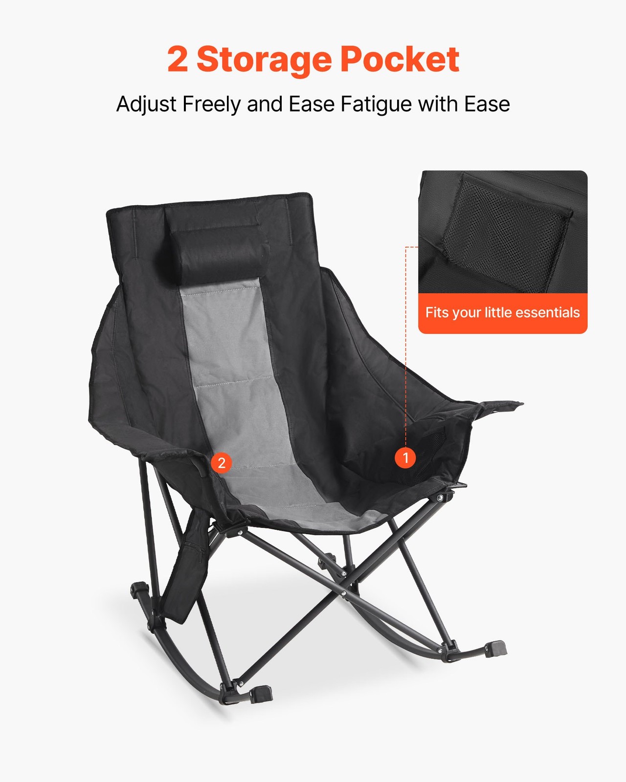 Heated Camping Chair,3 Heating Settings,Large-Sized Padded Folding Rocker,Heavy