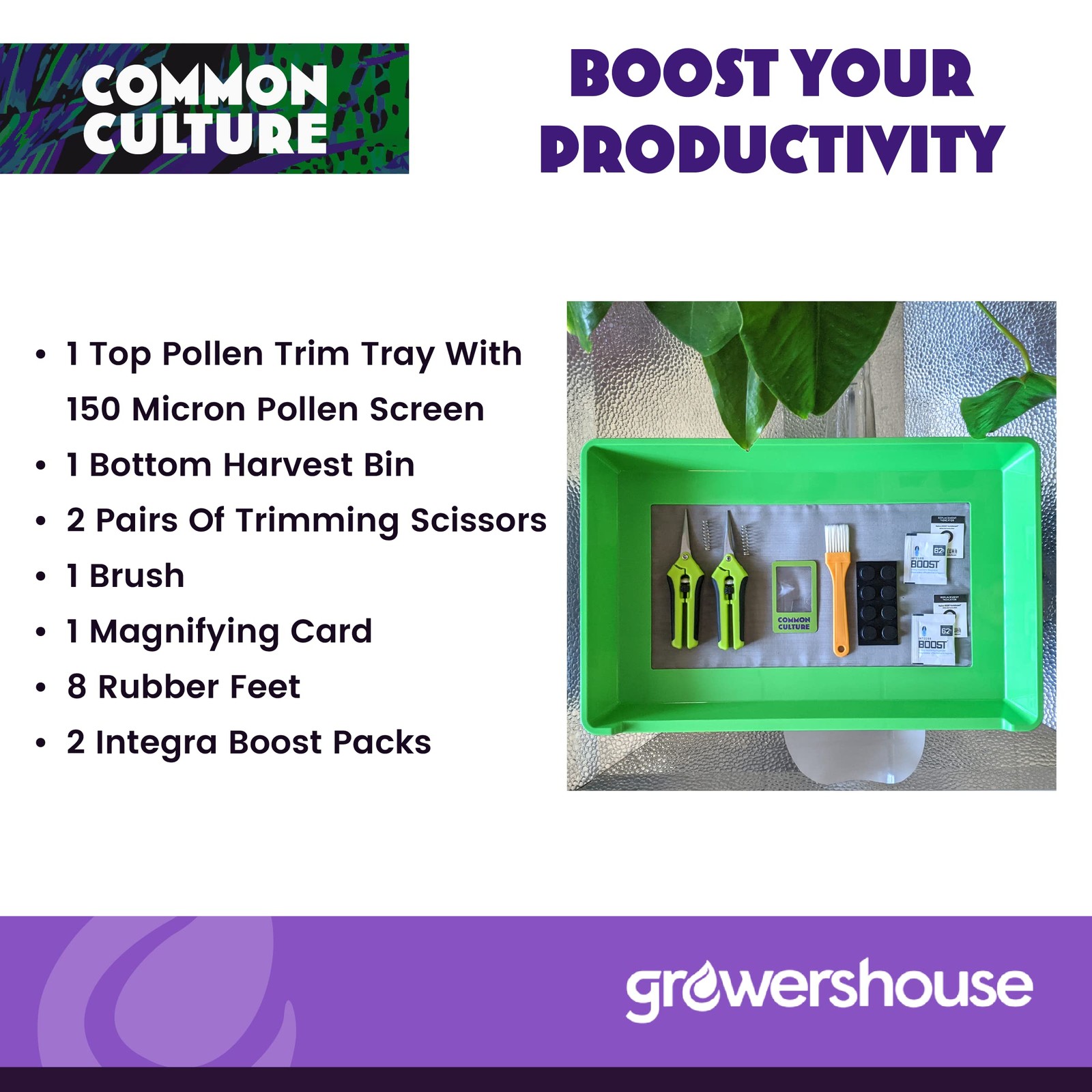 “Trim Tray Kit 13″x20″ with Pollen Screen, Harvest Bin, Scissors, Sifter Set”