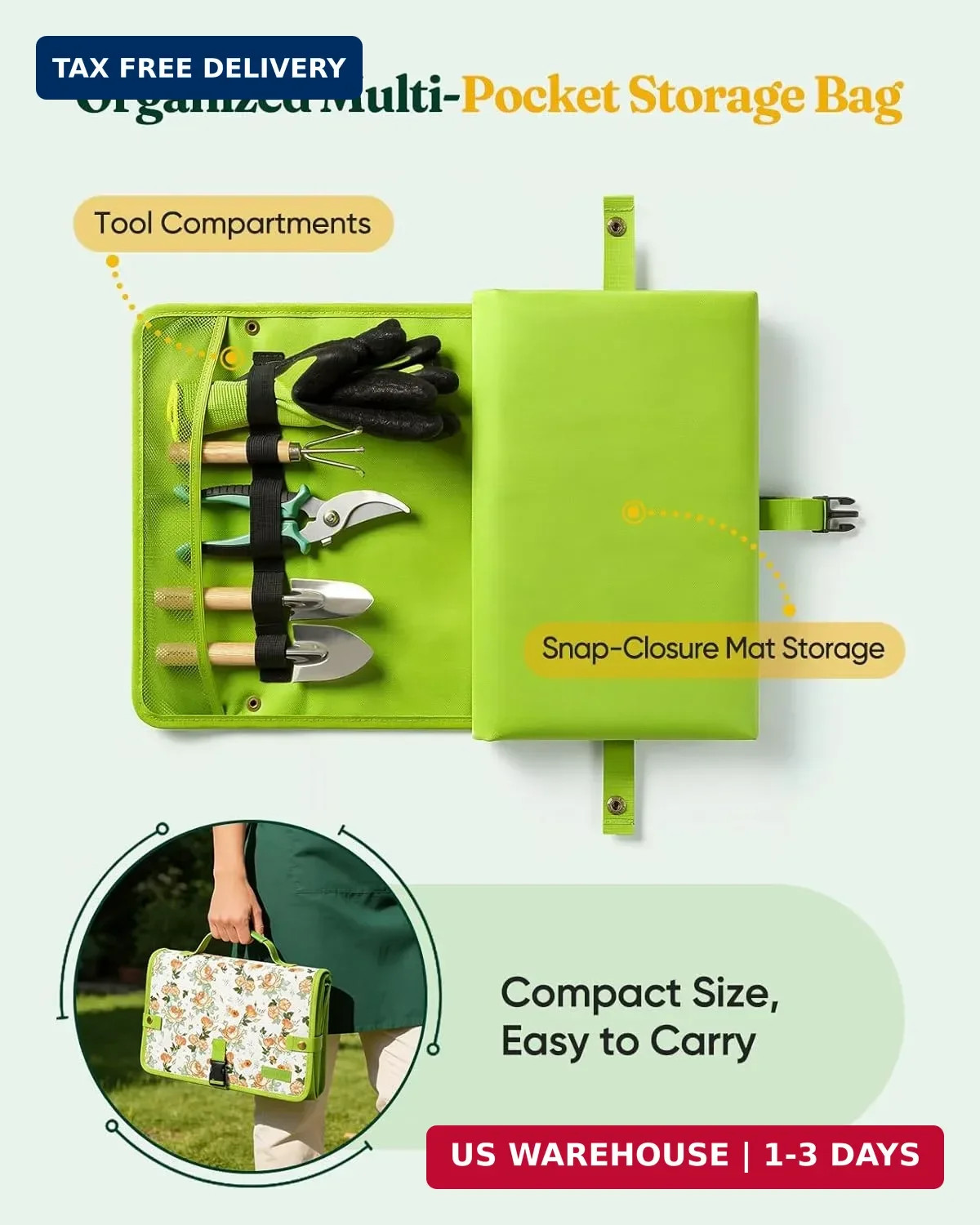 Grenebo 7-Piece Gardening Tools Set, Gift for Women, Beginners, Tools Kit with P