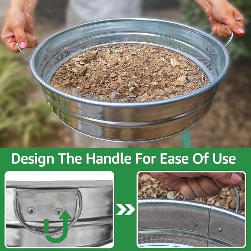 Extra Large Soil Sifter Heavy Duty Galvanized Iron Garden Tool W/ Handle New