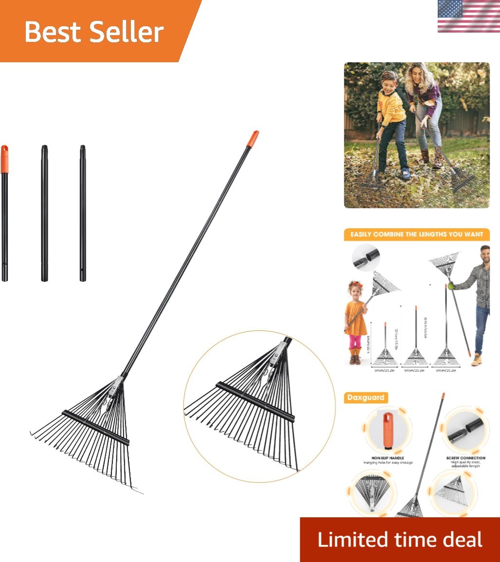 Lightweight 23.2″ Gardening Rake – Quick Assemble with Spiral Connection