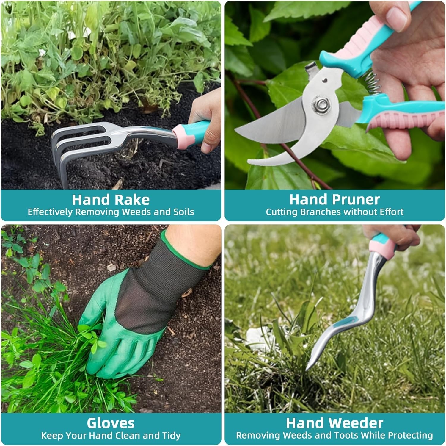 Rust-Resistant Garden Tool Set for Beginners – 8 Pieces, Colors Green & Pink