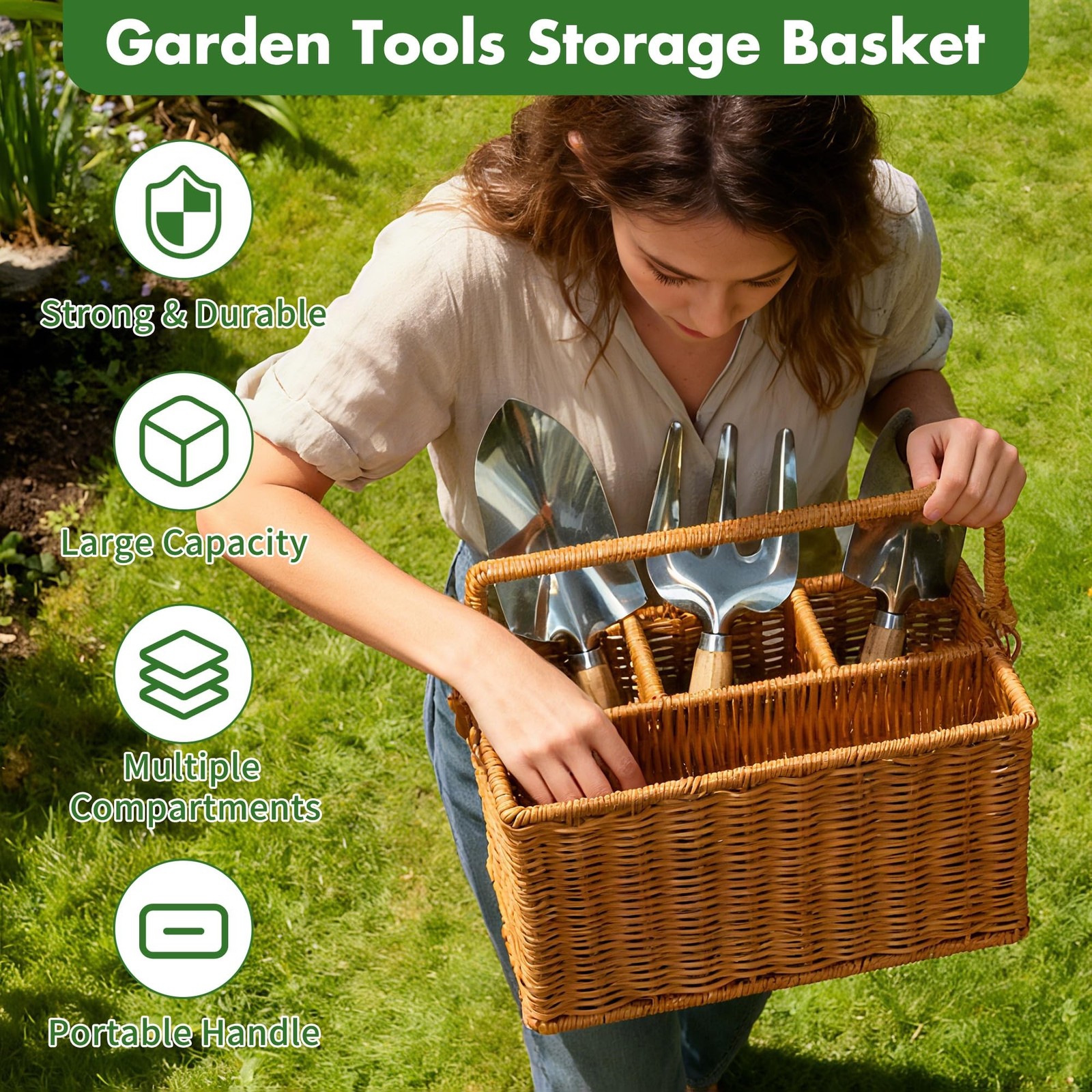 Gardening Gifts for Women 12 Pcs Garden Tools Set with Basket Heavy Duty Gard…