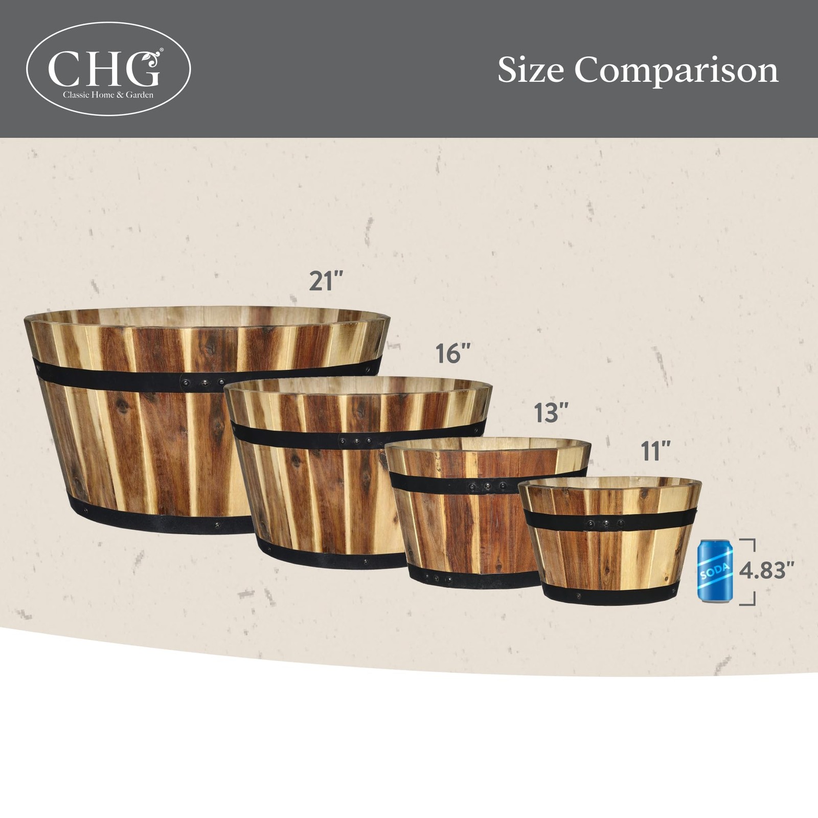 Classic Home & Garden Classic Home And Garden By Growscape 5/800/3 Wood Barrel