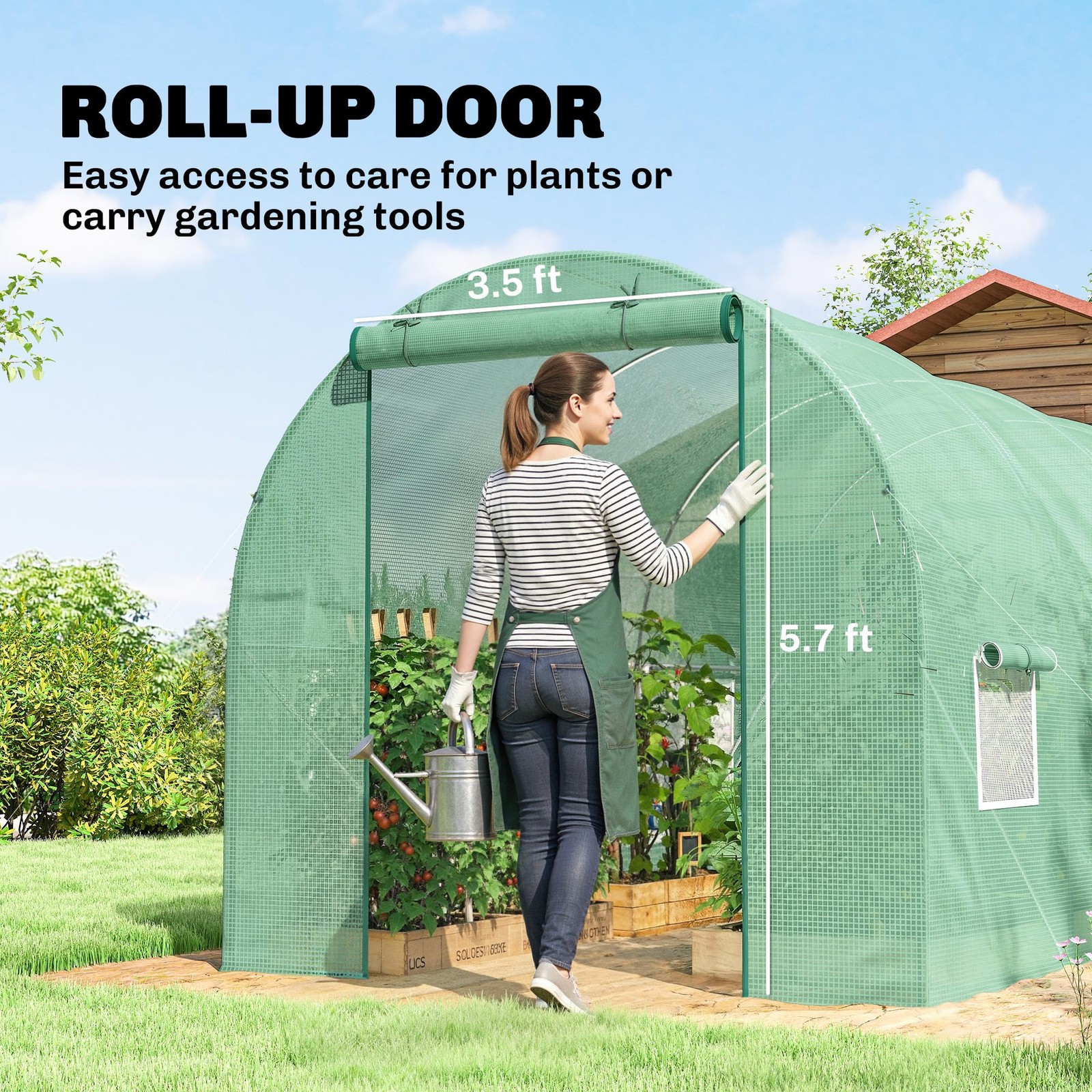 Outsunny 15 X 7 X 7 Walk-In Tunnel Greenhouse Garden Green House Roll-Up Door