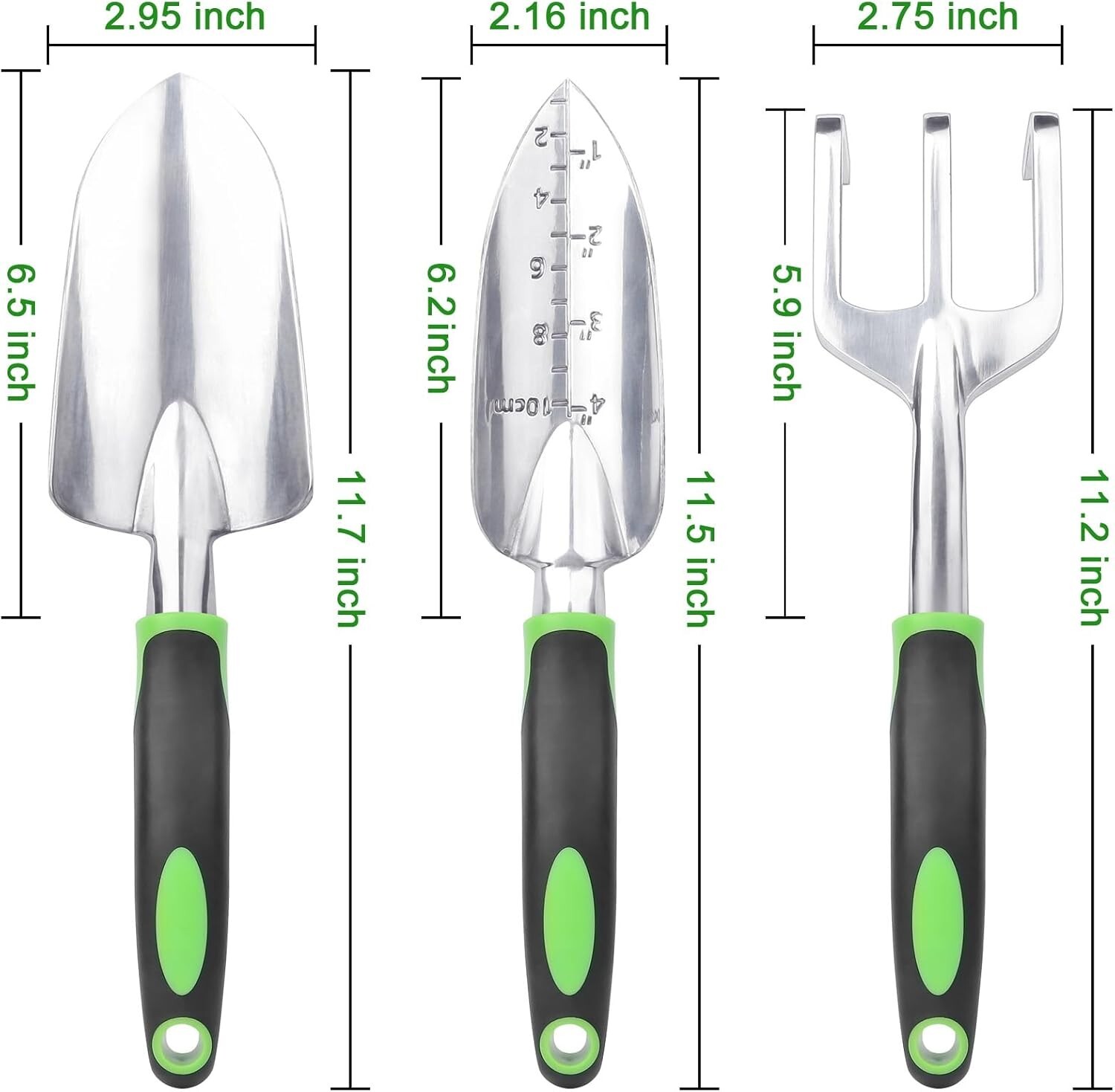 Garden Tools Set, 3 Pack Heavy Duty Gardening Set Include Green