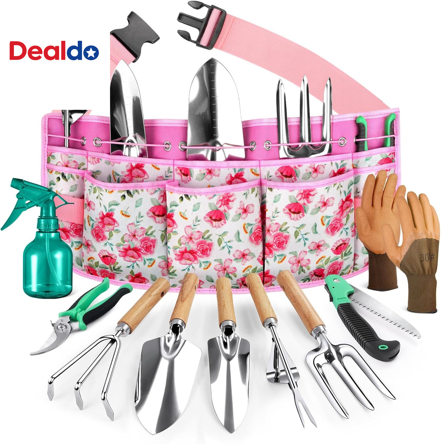All-In-One Garden Tool Set with Tools Organizer Belt Adjustable, 10-Piece Garden