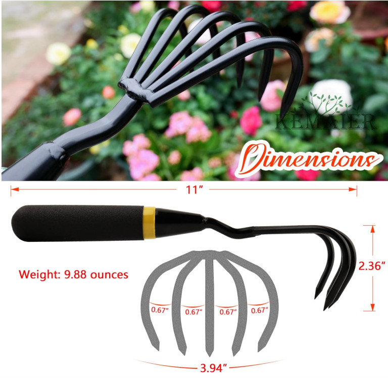 Juego de herramientas de jardinería de acero inoxidable, resistente y duradero.