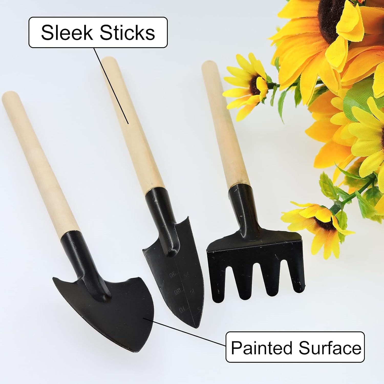 Exquisite 3pcs Mini Gardening Set – Durable Rake, Trowel & Shovel for Small Pots