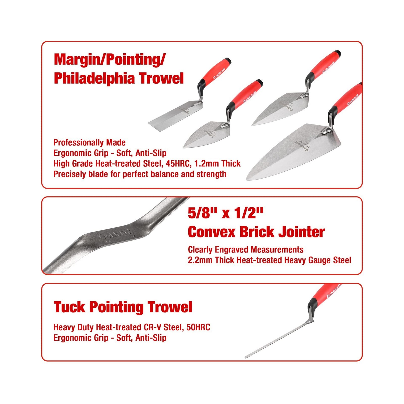 Goldblatt 12PC Masonry Hand Tool Set Organized in Tool Bag – Philadelphia/Poi…