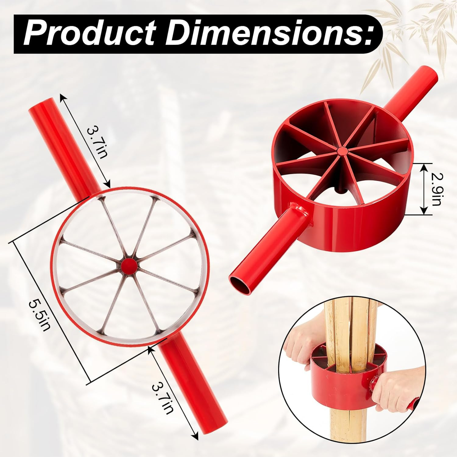 Bamboo Splitter 5.5 Inch Bamboo Split Steel Manual Dividing Splitting Tool with