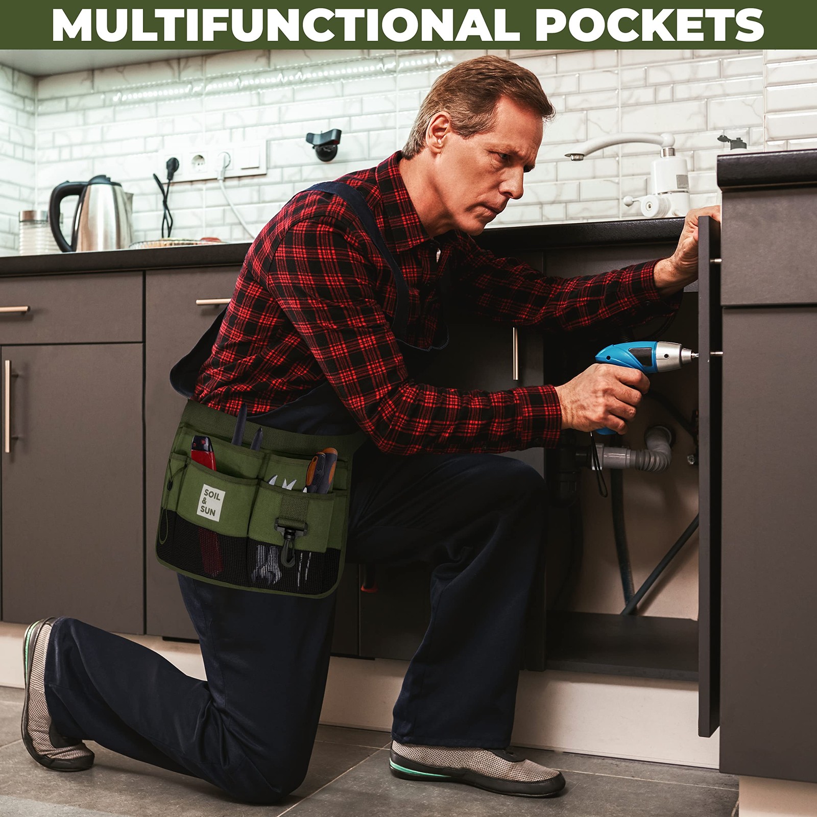 Women’s Garden Tool Belt Apron with Pockets, Canvas Waist Apron
