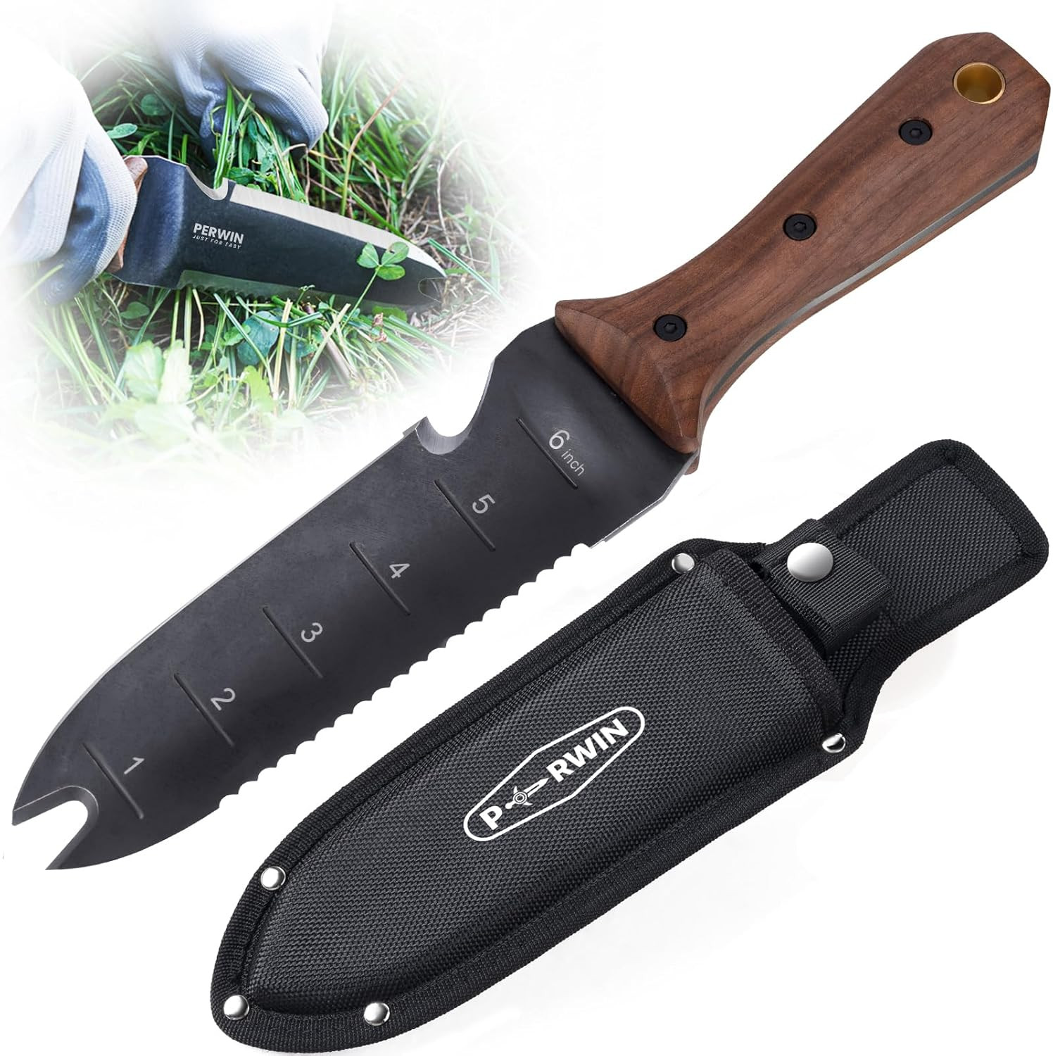 Hori Hori Garden Knife, Garden Tools with Sheath for Weeding, Planting, Diggi…