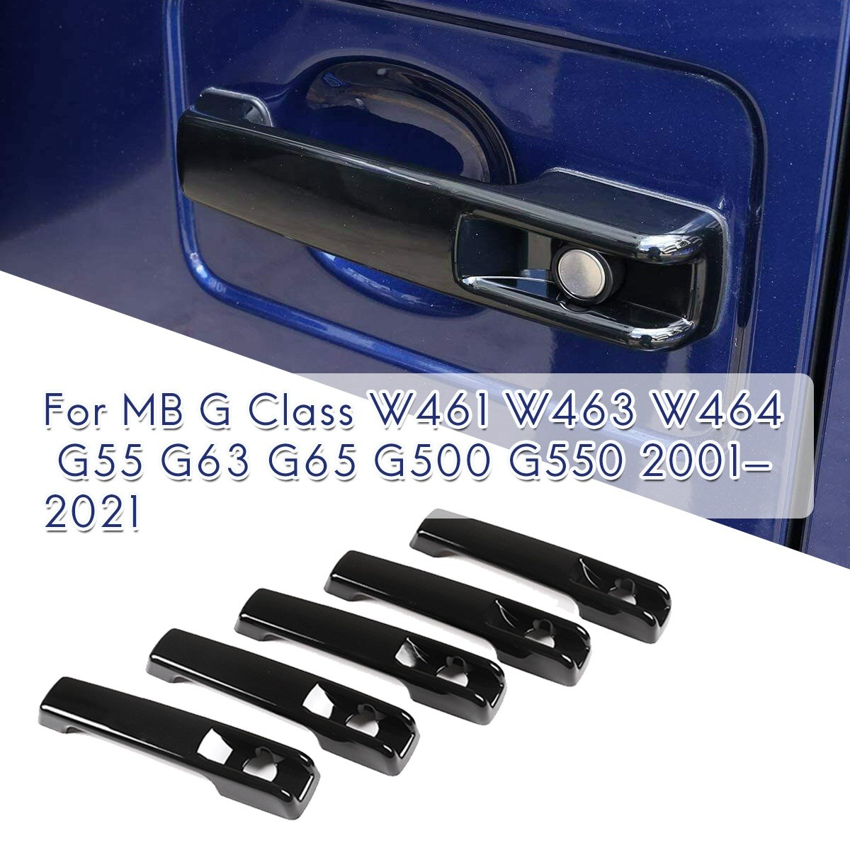 Gloss Black Outside Exterior Door Handle Protector Cover Trim for G-Class4674
