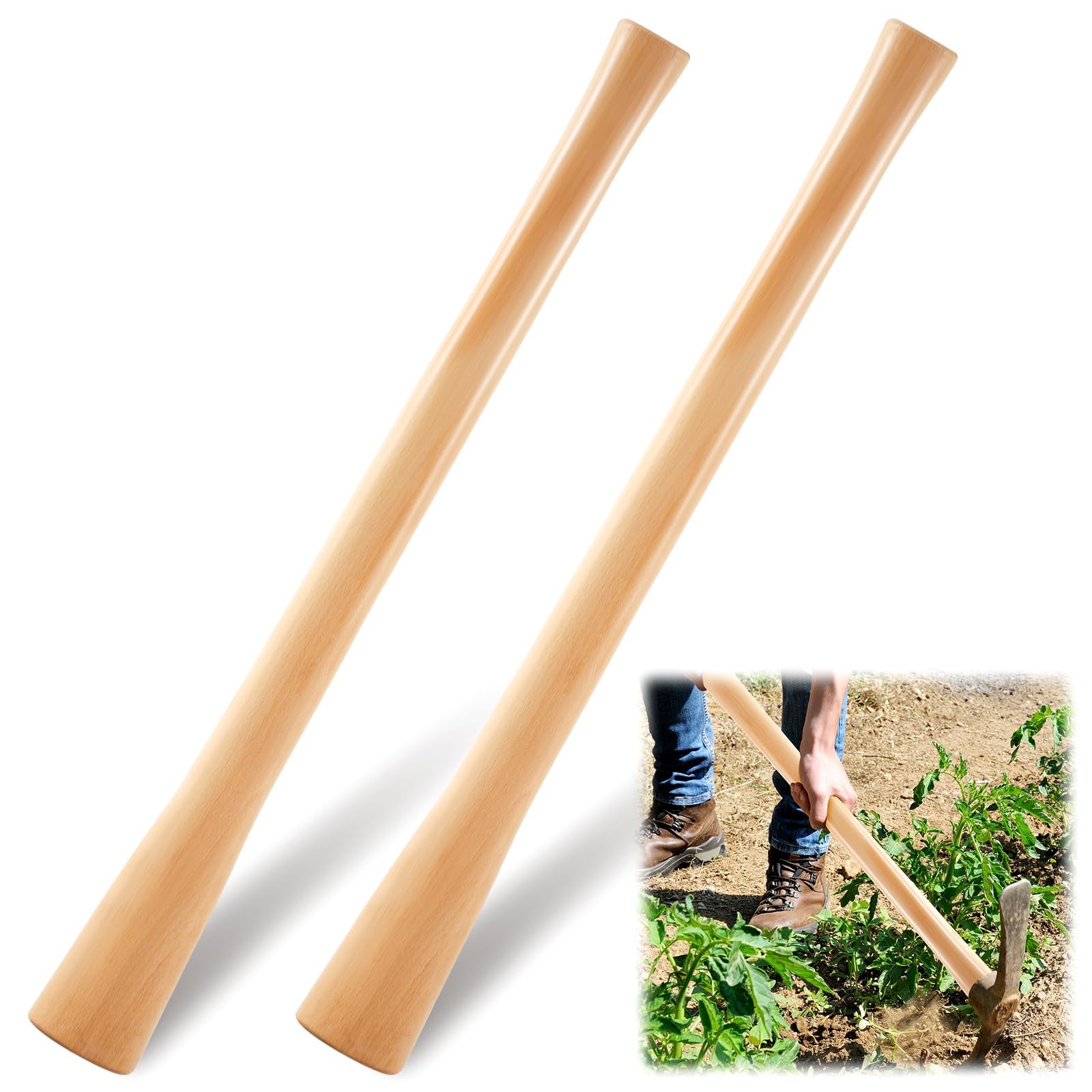 2 Pcs 35 Inches Pickaxe Handles Beech Wood Handles for Heavy Duty Pick Axe, M…