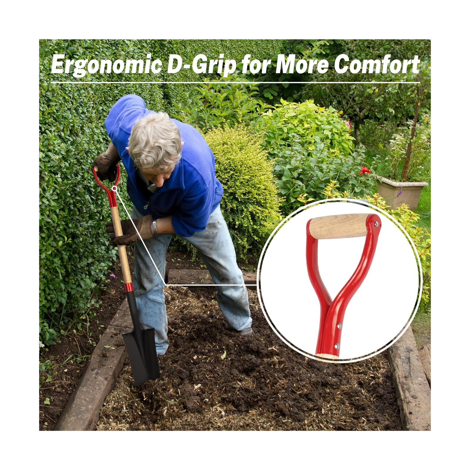 Nohovu Spade Shovel for Digging, Heavy Duty Shovel with D-Handle, Trench Shov…