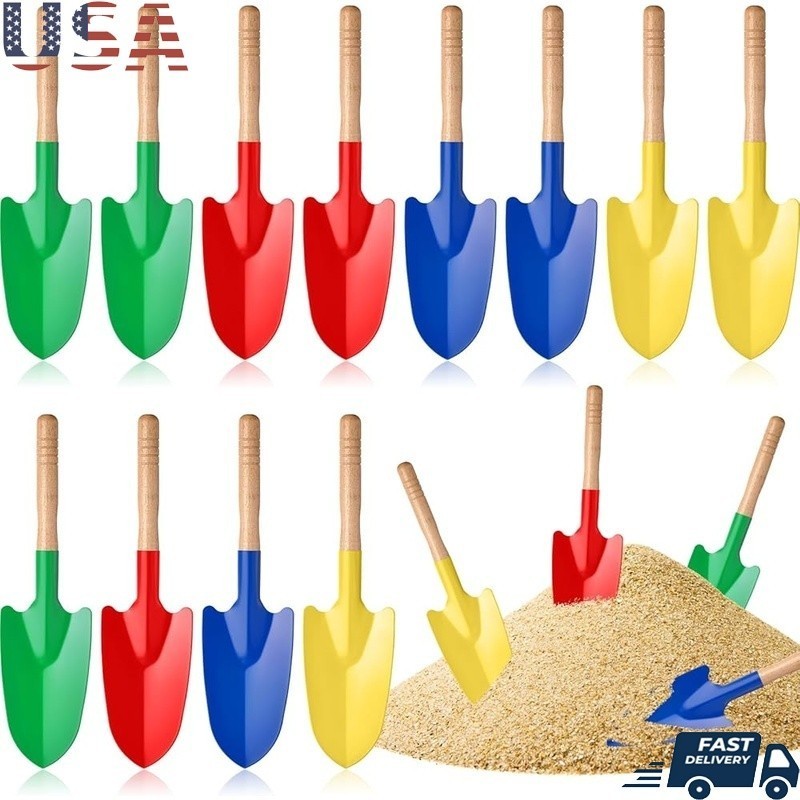 12 Pcs Kids Gardening Tools Mini Metal Shovels Outdoor Play Soil Digging New