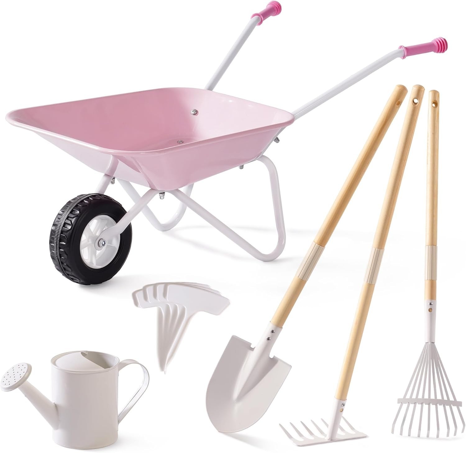 Kids Wheelbarrow with Gardening Set – Metal Wheelbarrow Toddler Outdoor Play …