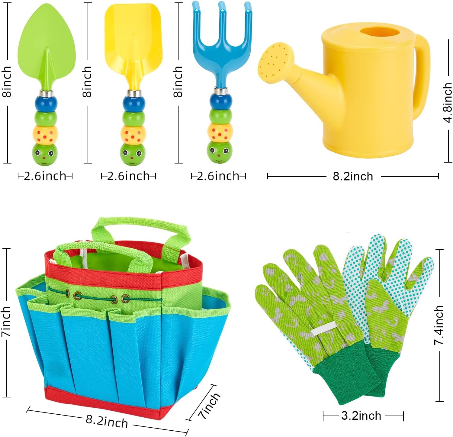 FITNATE 6Pcs Kids Green Gardening Tools Set