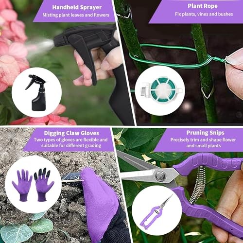 Gardening Tool Set – 11 Piece Aluminum Alloy Steel Hand Tool Starter Kit with