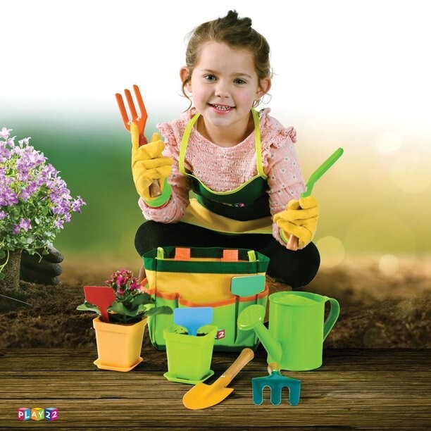 Kids Gardening Tool Set 12 PCS with Watering Can and Tote Bag