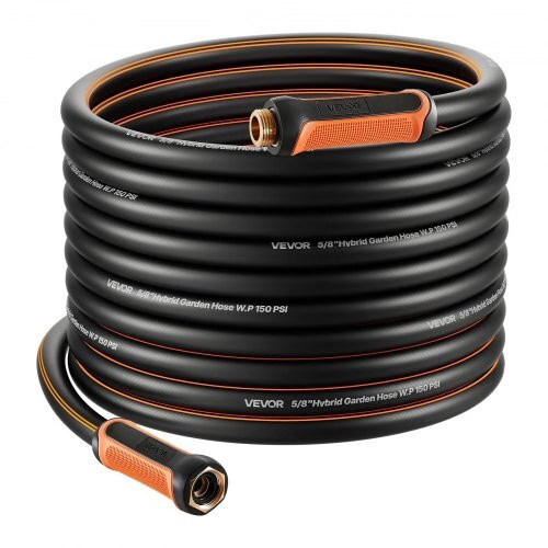 Garden Hose, 75 ft 5/8″ Heavy Duty 4-Layer Rubber Water Hose, 150PSI Working & 6