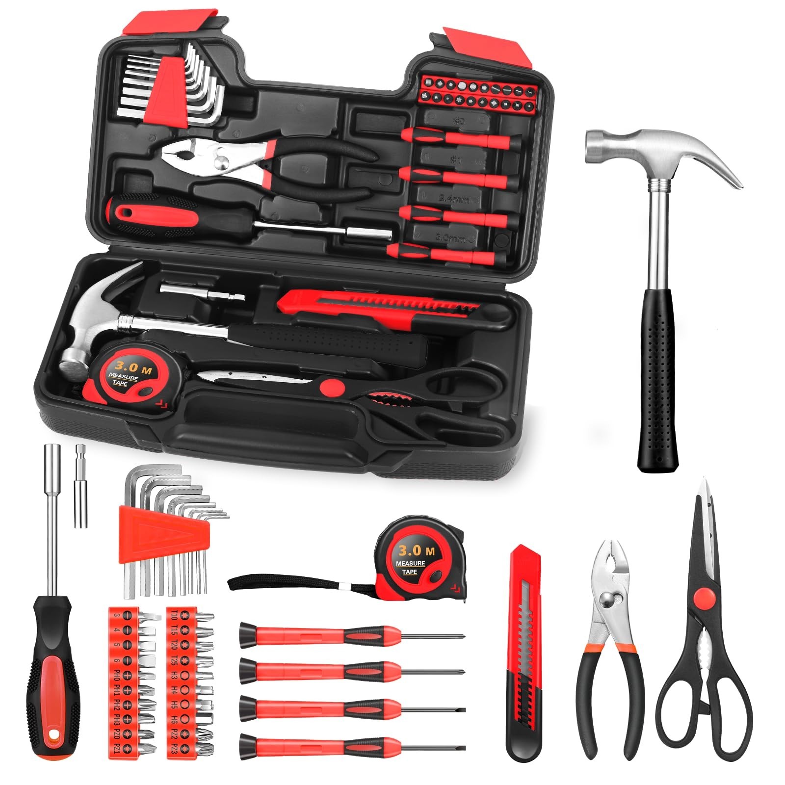 39-Piece Household Tool Set with Toolbox Storage Case – All Purpose Small Han…
