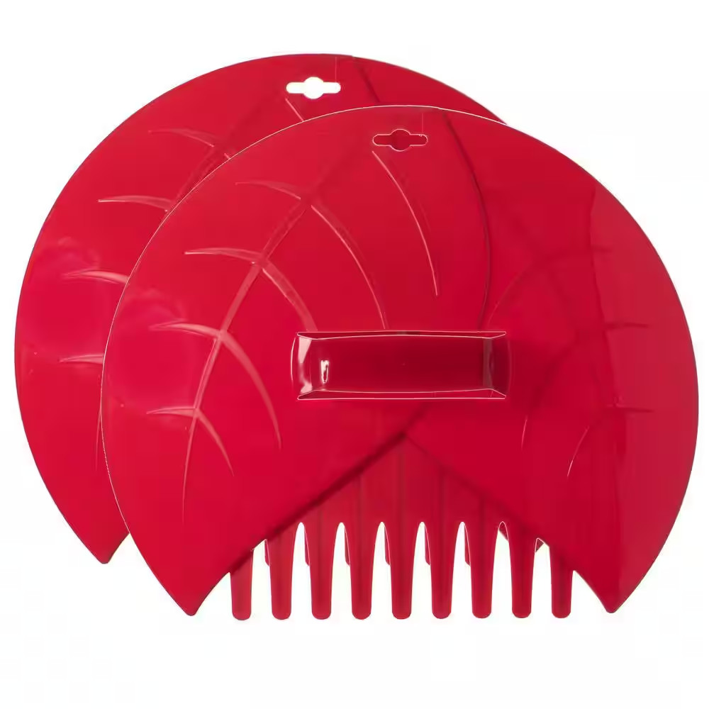 12 In. Plastic Handle Decorative Pair of Leaf Scoops, Hand Rakes for Lawn and Ga