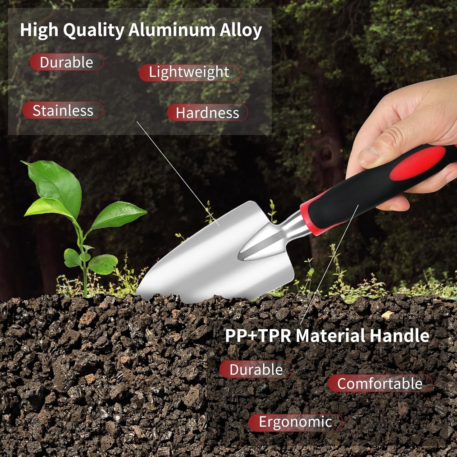 Gardening Tool Set, 8 Pieces Aluminum Heavy Duty Gardening Kit with Ergonomic Ha