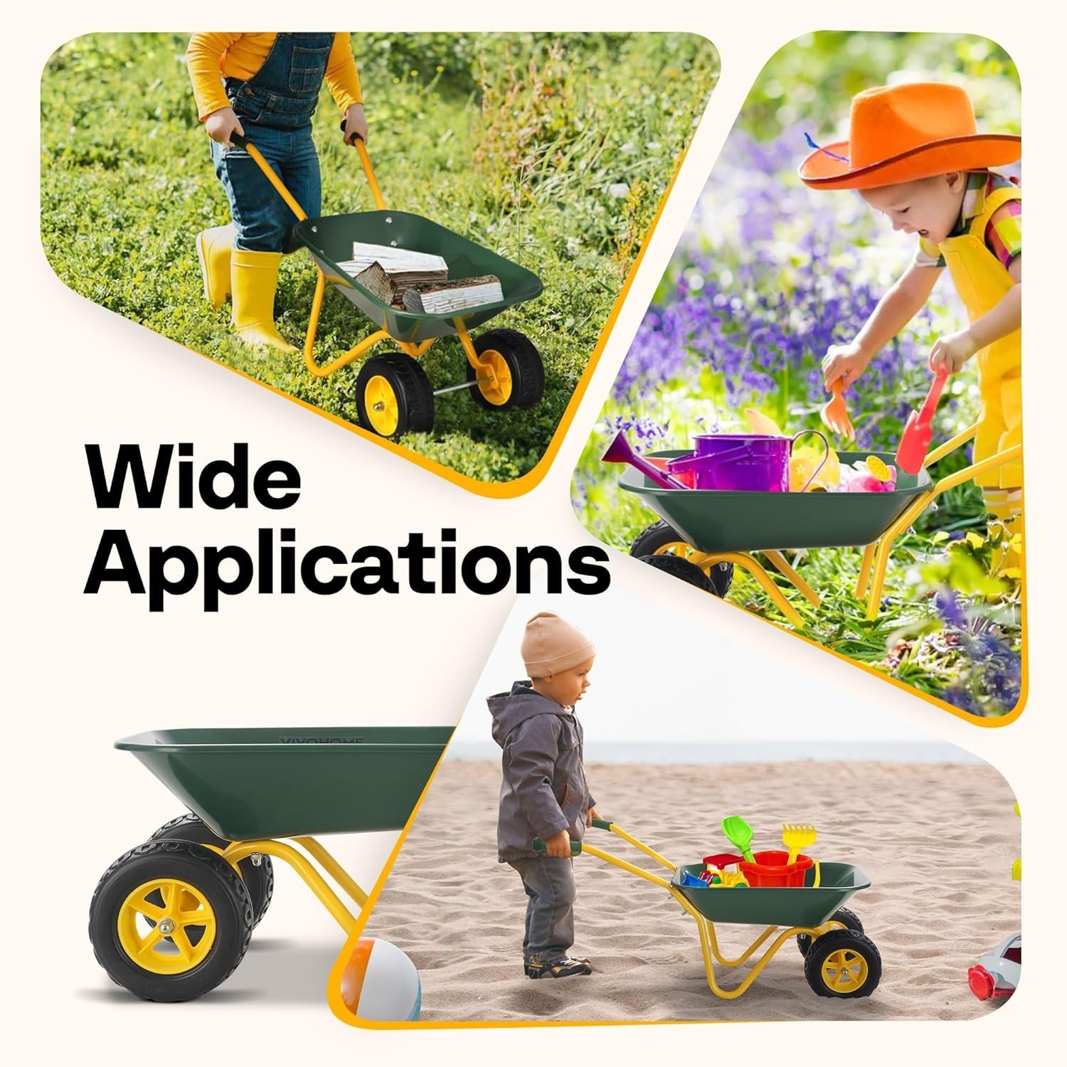 Kids Wheelbarrow Children Garden cart with Toddler Gardening Tool Set Child W…