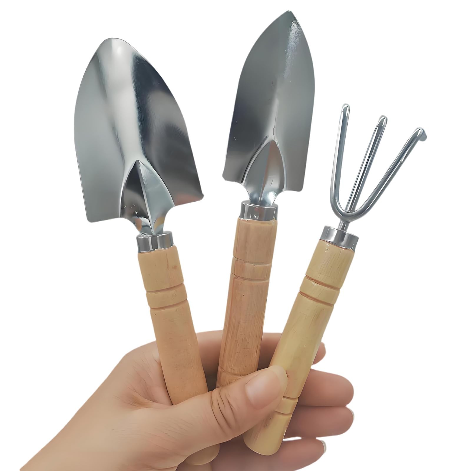 3 Pcs Mini Garden Tools Set Small Tiny Shovel Trowel and Hand Rake with Solid…
