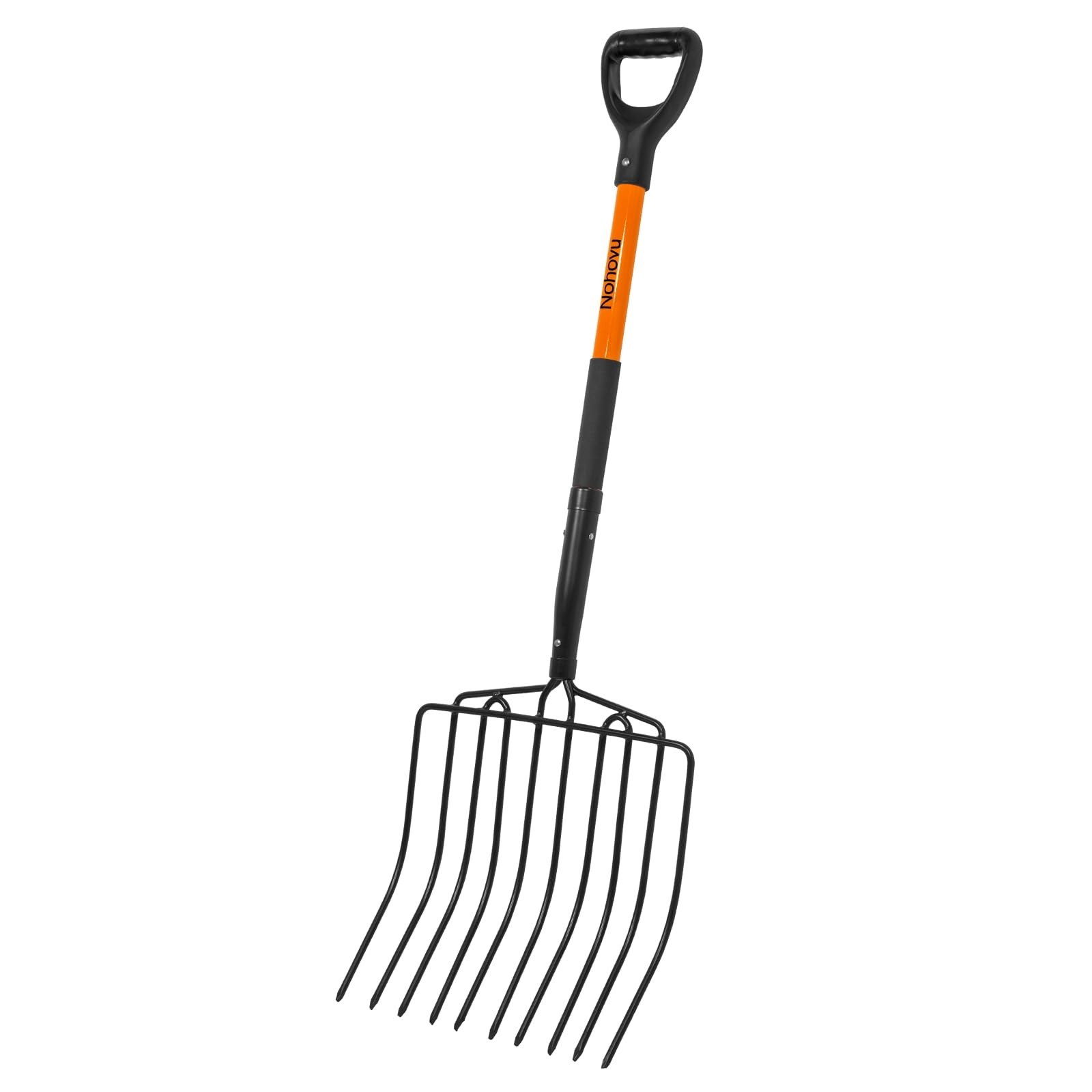 Heavy Duty 10 Tine Pitchfork for Gardening, Non-Slip Handle, 45″ Mulching Tool