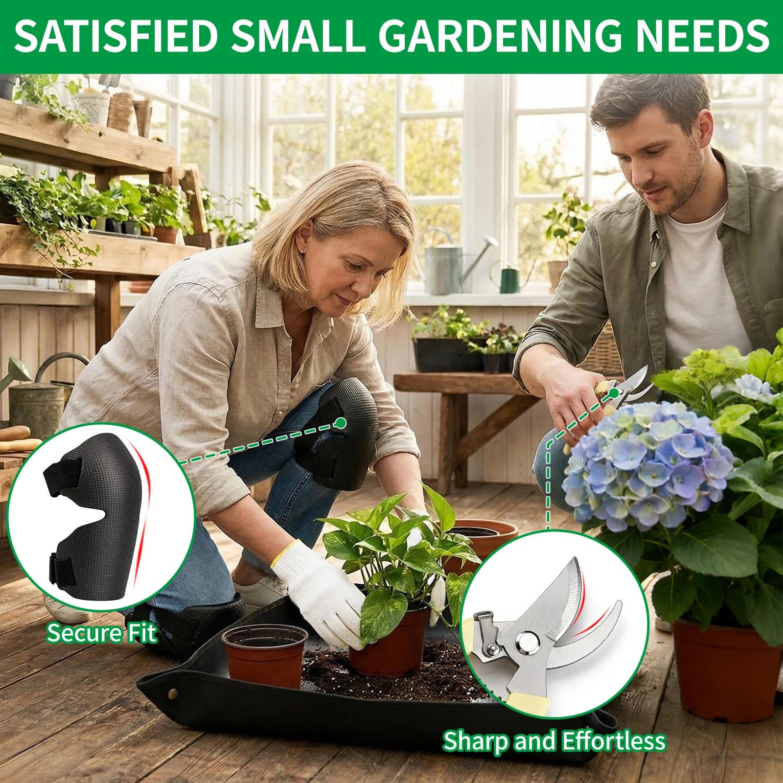 10 Pcs Gardening Tool Set – Heavy Duty Garden Kit with Stainless Steel Prunin…