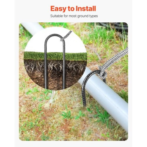 Rebar Stakes, 10-Inch, Heavy-Duty 0.32 in Diameter U Shape, Galvanized Steel Gro