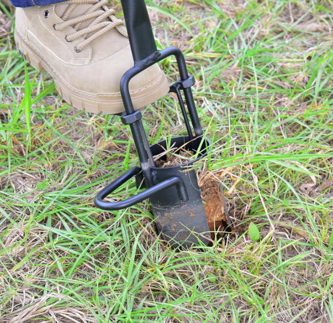 Omesata Sod Plugger, Bulb Planter with Long Handle and Serrated Base Garden Tool