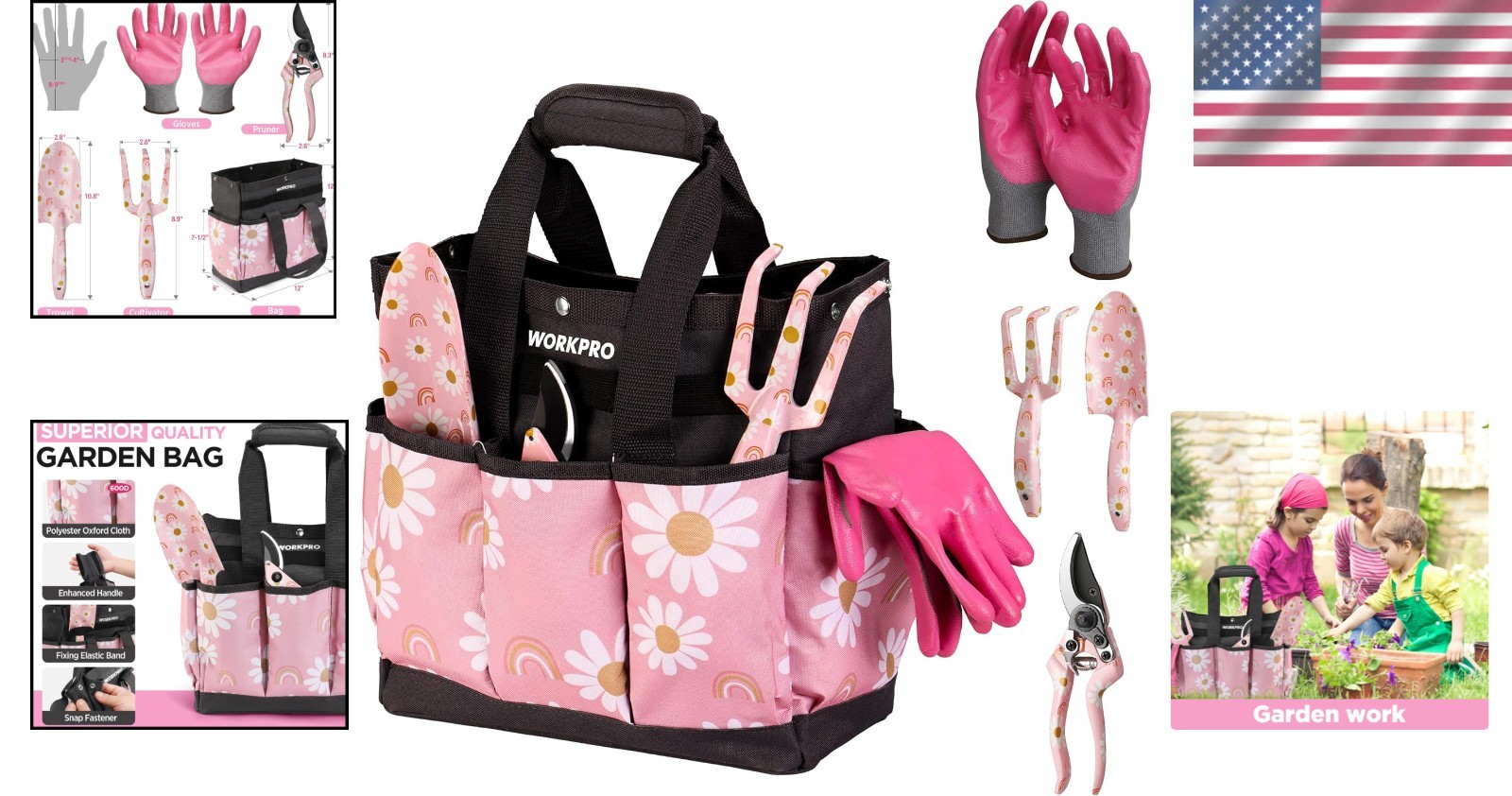 Chic Pink 5PCS Garden Tool Set with Flower Patterns – Ideal Gifts for Women