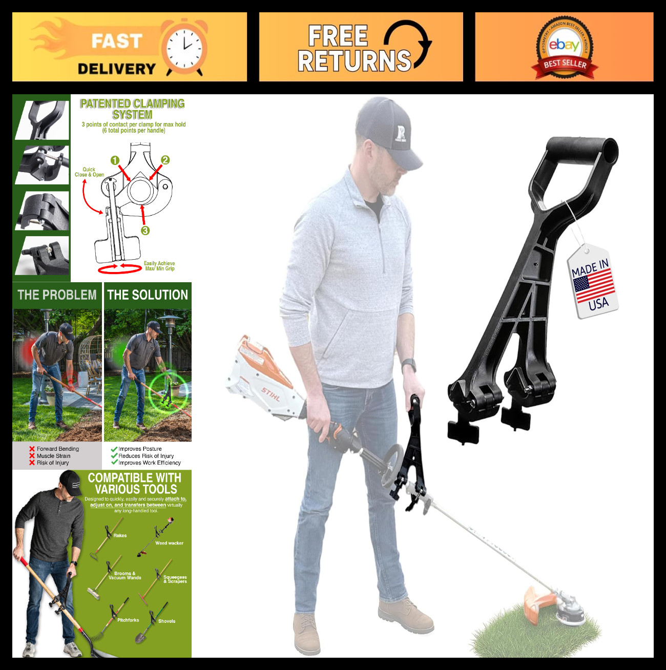 Universal Handle Attachment for Weedeater, String Trimmer & Gardening Tools | Er