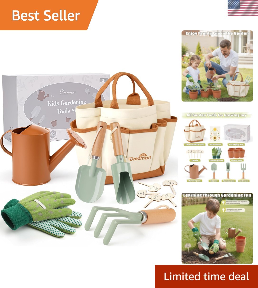Gardening Set Toys for Kids, Quality Garden Tool Kit Includes Tote Bag, Glove…