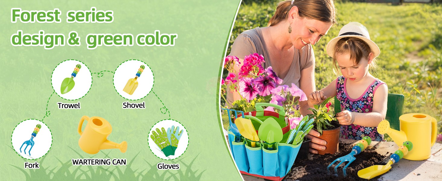 6pcs Childern Gardening Set Kids Garden Tools Fun Toys Shovel Rake Watering Can