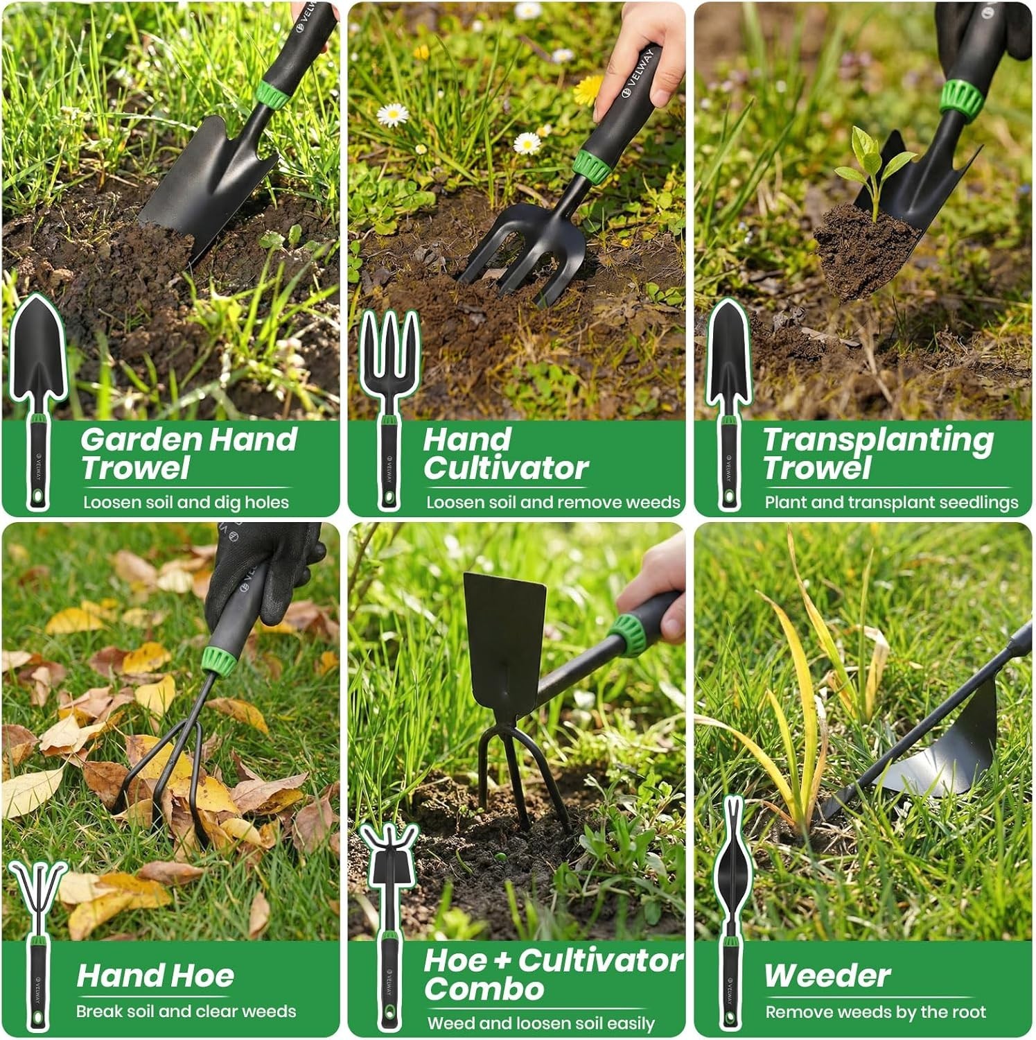 11-Piece Garden Tools Set – Stainless Steel, Non-Slip Handles & Tote
