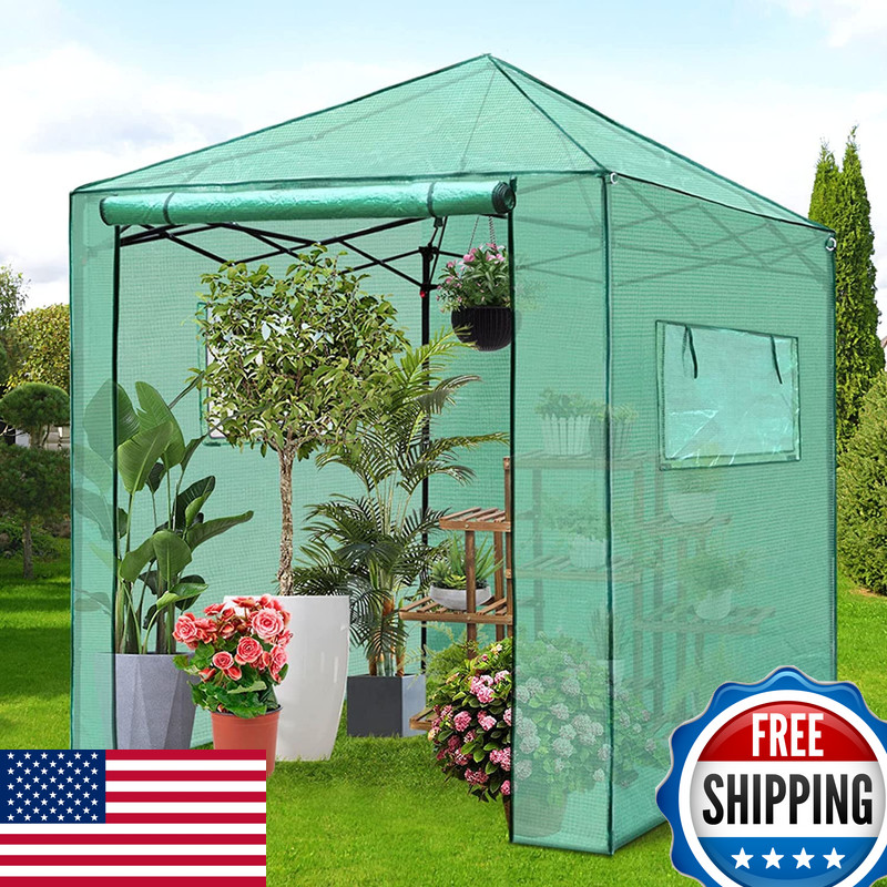 Pexfix 8X 8 Portable Walk-In Greenhouse For Outdoor Indoor Easy To Assemble Pop