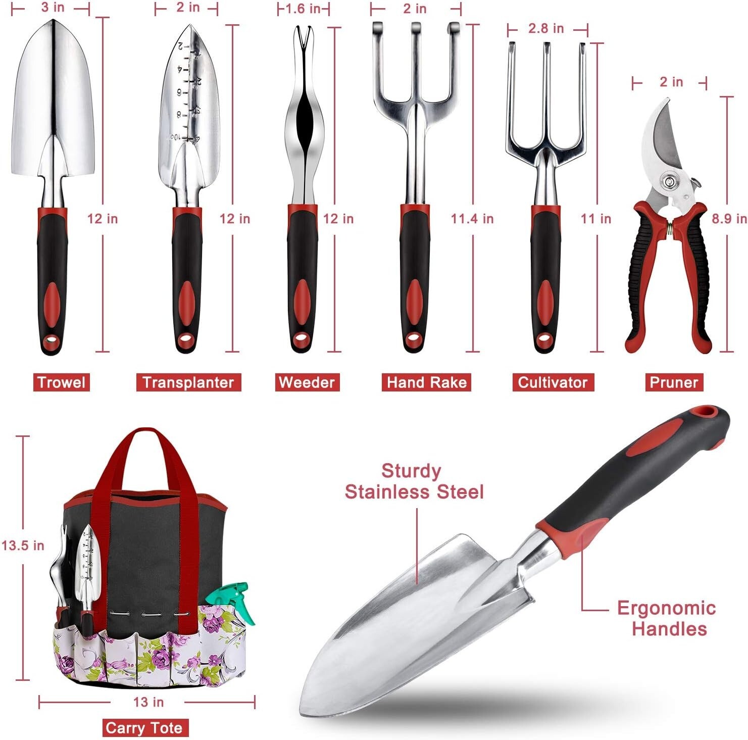 Multi-functional 83-Piece Garden Tool Set with Succulent Tools & Organizer