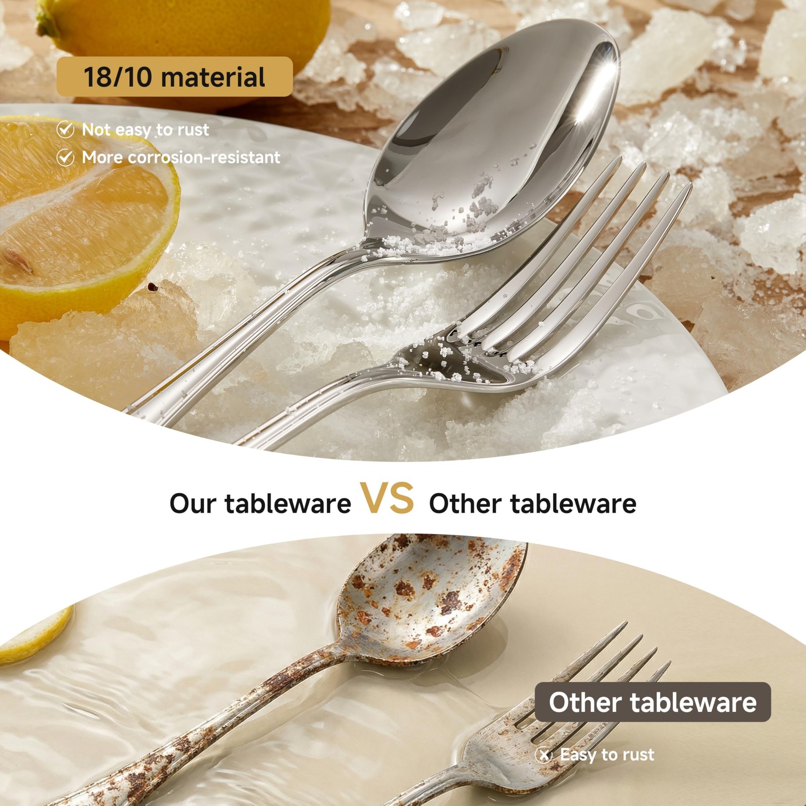 KINGSTONE 12 Piece Teardrop Dinner Forks Set(8.07 inch), 18/10 Stainless Stee…