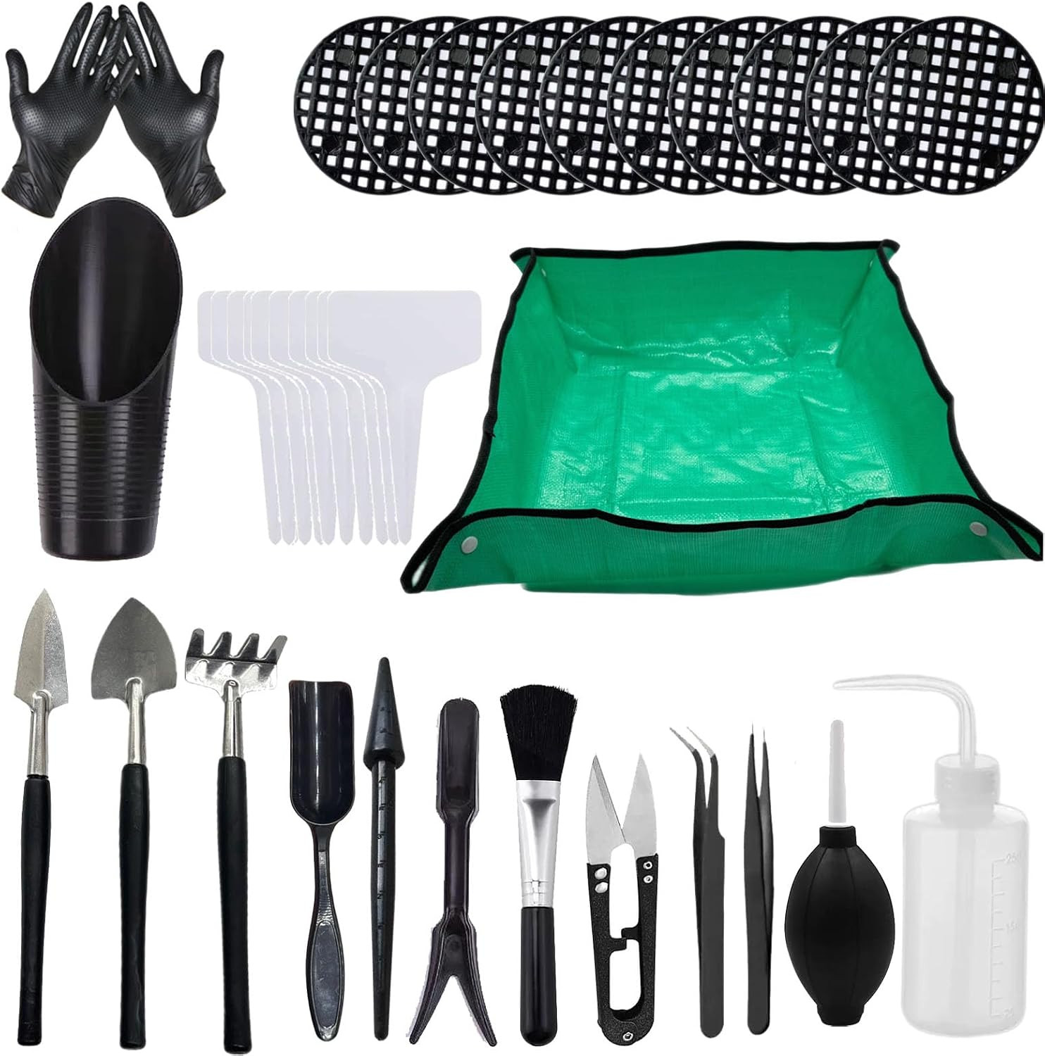 35PCS Mini Succulent Tools Set, 19.7″ Thickened Repotting Mat & Plant Tag, Garde
